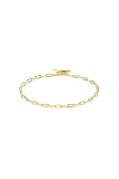 Sterling Silver Gold Small Paperlink T-Bar Bracelet