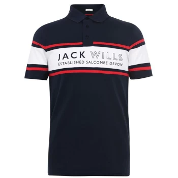 Jack Wills Stakeford Cut and Sew Polo - Navy