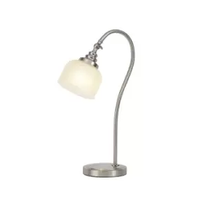 DeRuyter Table Lamp E27 Satin Nickel, Frosted Glass