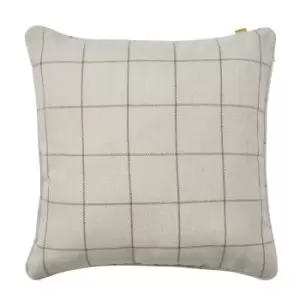 Ellis Checked Natural Cushion Grey and Brown