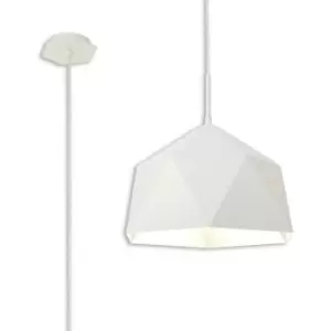 Luminosa Single Pendant, 1 Light Adjustable E27, White, Silver Inner