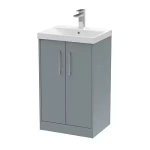 Hudson Reed Juno 500mm Floor Standing 2 Door Vanity & Thin-Edge Basin - Coastal Grey