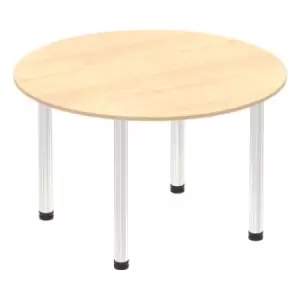 Impulse 1200mm Round Table Maple Top Chrome Post Leg