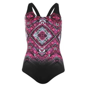 Slazenger Scoop Back Swimsuit Ladies - Black/Pink