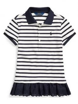 Ralph Lauren Girls Short Sleeve Stripe Ruffle Hem Polo