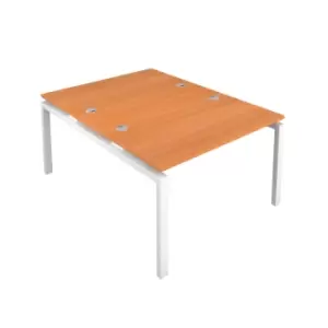 Telescopic Sliding 2 Person Beech Bench with Cable Port - 1200 X 800 - White Frame