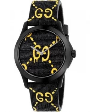 Gucci G-Timeless Ghost Black Dial Rubber Strap Mens Watch YA1264019 YA1264019