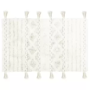 Tassel Diamond Bath Mat Natural/Ivory