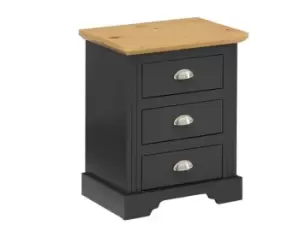 Seconique Toledo Grey and Oak 3 Drawer Bedside Table