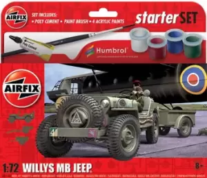 AirFix Willys MB Jeep Green 1:72 Model Starter Set