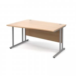 Maestro 25 SL Left Hand Wave Desk 1400mm - Silver Cantilever Frame be