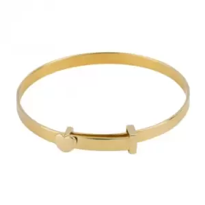 Gold Plated Heart Christening Bangle B5387