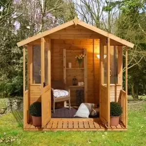 Forest Garden 7X7 Apex Shiplap Summer House - Assembly Service Included Golden Brown