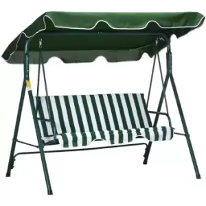 Outsunny Outdoor 3-person Porch Swing Chair with Adjustable Canopy Green - Green