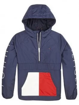 Tommy Hilfiger Boys Pop Over Hooded Jacket - Navy, Size Age: 10 Years