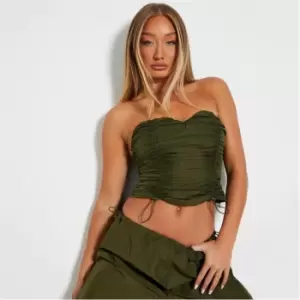 I Saw It First Nylon Ruched Crop Top Co-Ord - Green