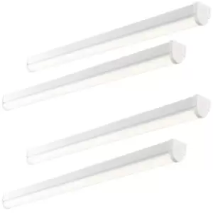 4 PACK 5ft Emergency Batten Light - 41W Cool White LED - Gloss White & Opal