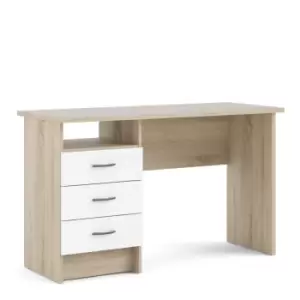 Function Plus Oak Effect Desk 3 White Drawers