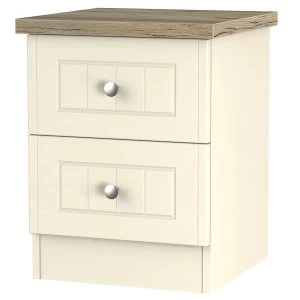 Robert Dyas Wilcox Ready Assembled 2-Drawer Bedside Table - Cream Ash