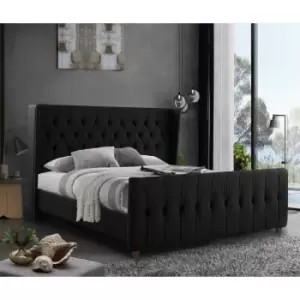 Clarita Upholstered Beds - Plush Velvet, Single Size Frame, Black - Black