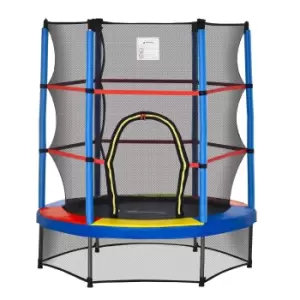 HOMCOM 5.2FT/63 Inch Kids Trampoline with Enclosure Net Steel Frame Indoor Round Bouncer Rebounder Age 3 to 6 Years Old Multi-color