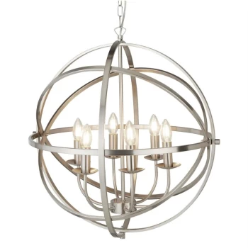 Searchlight Lighting - Searchlight Orbit - 6 Light Spherical Ceiling Pendant Satin Silver, E14