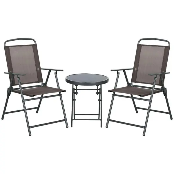 Patio Bistro Set Folding Chairs & Coffee Table for Balcony