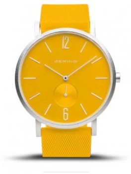 Bering True Aurora Yellow Rubber Strap Yellow Dial 16940 Watch