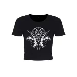 Grindstore Ladies/Womens Goat Skull Pentagram Crop Top (Large (UK 12-14)) (Black)