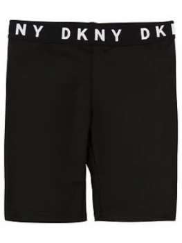 DKNY Girls Logo Waistband Shorts - Black, Size Age: 16 Years, Women