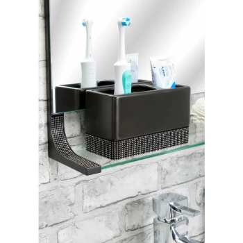 Sparkle Black Ceramic Toothbrush Tidy Holder - Black