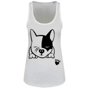 Grindstore Womens/Ladies Sleepy French Bulldog Vest Top (XL) (White/Black)