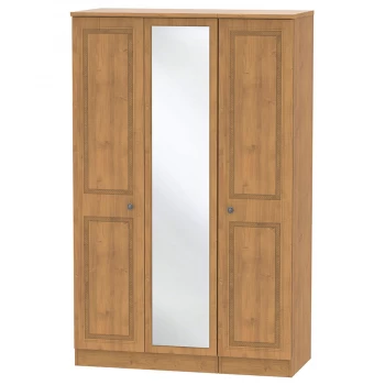 Robert Dyas Loxley Ready Assembled 3-Door Mirrored Wardrobe -Oak