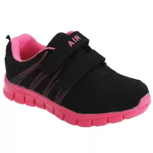 Dek Childrens/Kids Air Sprint Touch Fastening Lightweight Jogger Trainers (1 UK) (Black/Fuchsia)