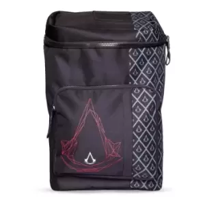 Assassins Creed Crest with All-over Pattern Print Deluxe Backpack - Black/Grey