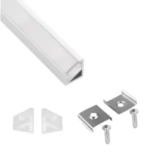 Moderix Aluminium Profile Corner 2m for LED Lights Strip Opal Cover - White, Pac