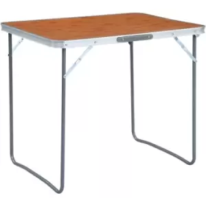 Foldable Camping Table with Metal Frame 80x60cm Vidaxl Brown