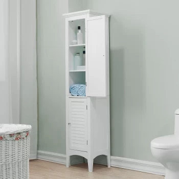 Teamson Home - Bathroom White Wooden Free Standing Tall Cabinet ELG-588 - White