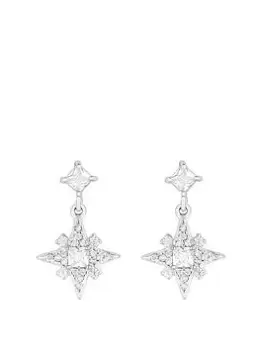 Simply Silver Sterling Silver 925 Cubic Zirconia North Star Drop Earrings