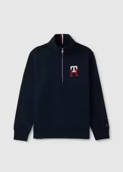 Tommy Hilfiger Mens Essential Monogram Half Zip Sweatshirt In Desert Sky