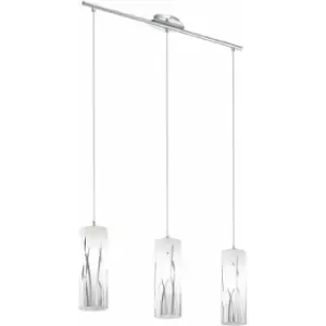 Pendant Light Colour Chrome Shade White Chrome Glass Painted Bulb E27 3x60W