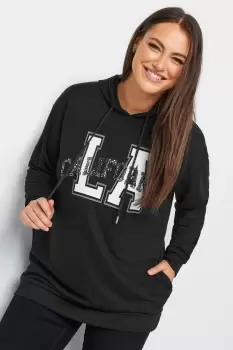 'LA' Varsity Sequin Longline Hoodie