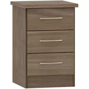 Seconique Nevada 3 Drawer Bedside - Rustic Oak Effect