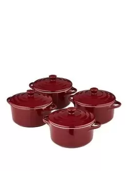 Tower Barbary & Oak By Tower Set Of 4 Mini Casseroles Stoneware - Bordeaux Red