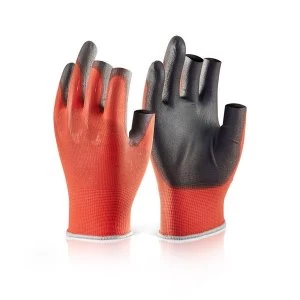 Click2000 PU Coated 3 Fingerless Glove S Red Ref EC10S Pack 10 Up to 3