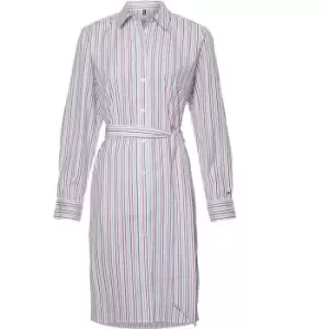 Tommy Hilfiger Org Co Gbl Stp Knee Shirt Dress - White