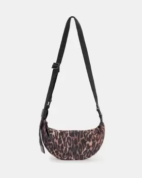 AllSaints Half Moon Anita Leopard Print Nylon Bag