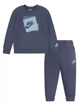 Nike Younger Boys Box Logo Crew & Jog Pant Set - Blue Size 5-6 Years