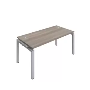 Telescopic Sliding 1 Person Grey Oak Bench Extension with Cable Port - 1400 X 800 - Silver Frame