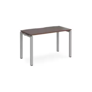 Bench Desk Single Person Starter Rectangular Desk 1200mm Walnut Tops With Silver Frames 600mm Depth Adapt